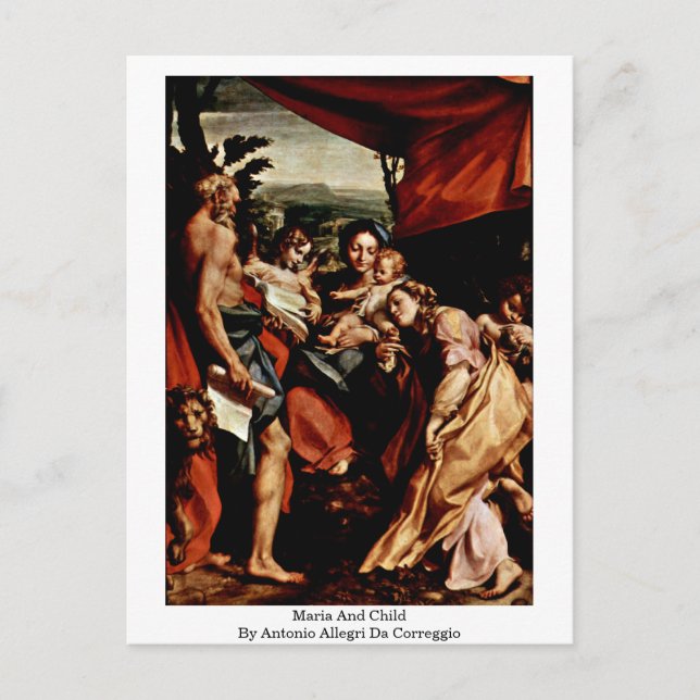 Maria und Kind von Antonio Allegri Da Correggio Postkarte (Vorderseite)