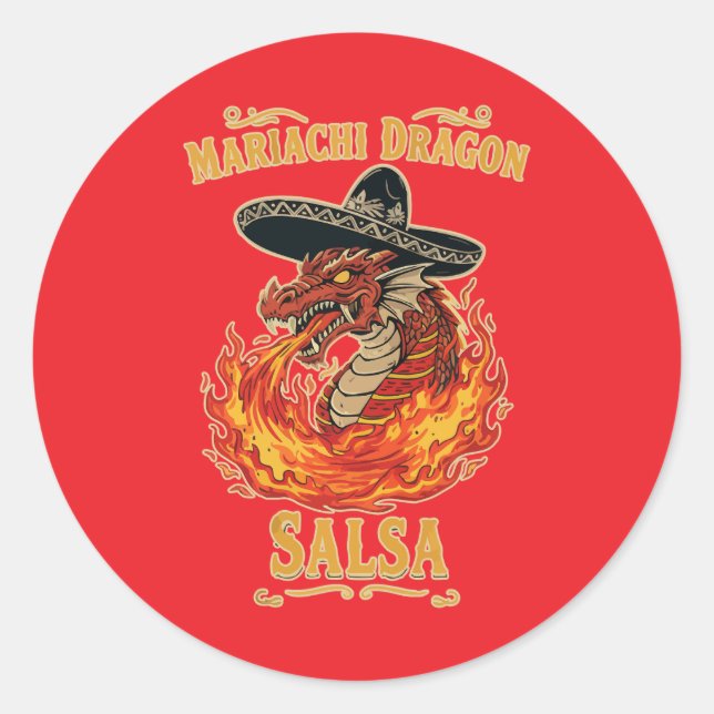 Mariachi Dragon Salsa Runder Aufkleber (Vorderseite)