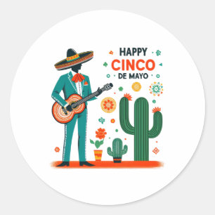 Mariachi-Feier – Frohes Cinco de Mayo Runder Aufkleber