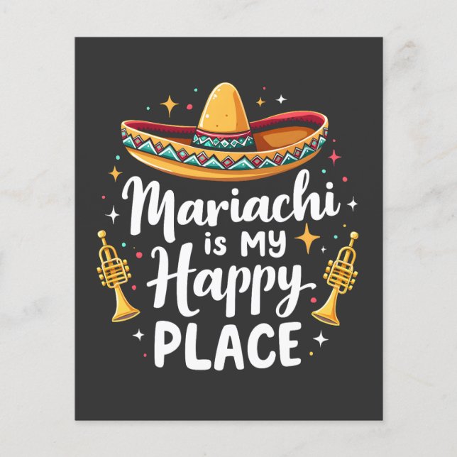 Mariachi ist mein Happy Place Mexico Music Saxopho Flyer (Vorne)
