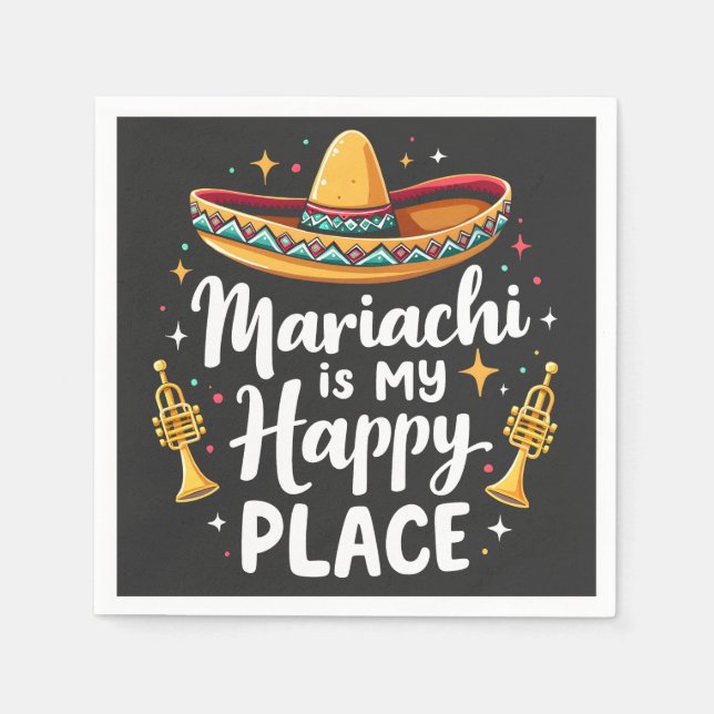Mariachi ist mein Happy Place Mexico Music Saxopho Serviette (Vorderseite)