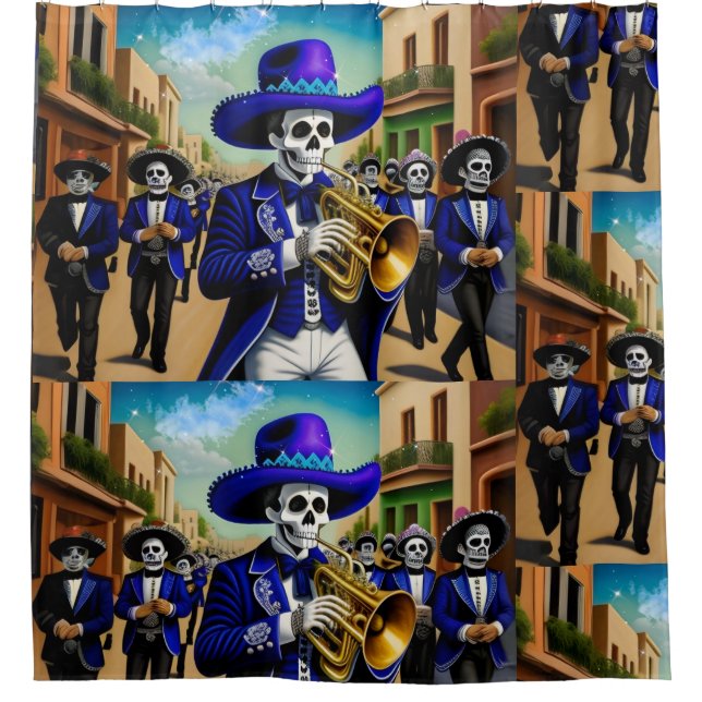 Mariachi Jour du rideau de douche mort (Devant)