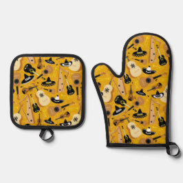 Mariachi Music Instruments Ofenhandschuh & Topflappen-Set