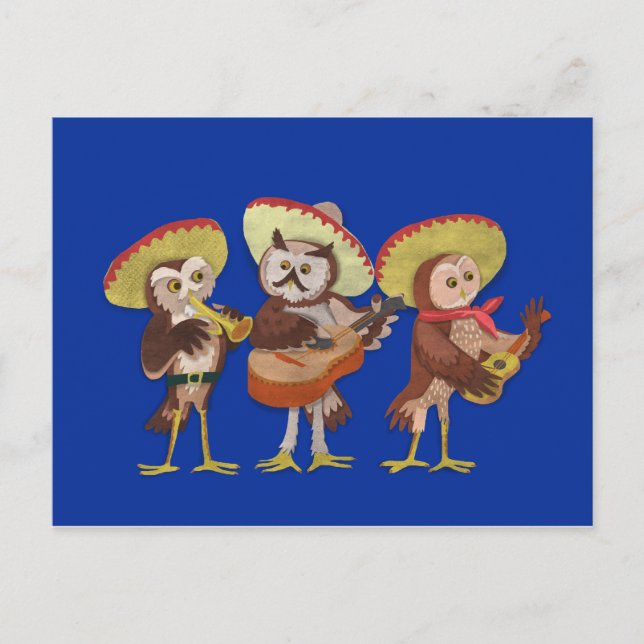 Mariachi Owl Band Postkarte (Vorderseite)