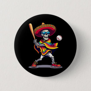 Mariachi Skeleton Baseball Cinco De Mayo Mexican S Button