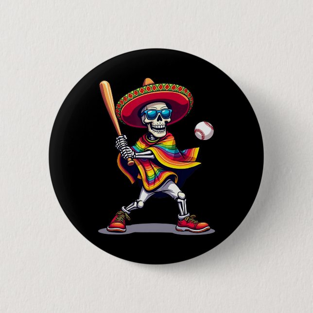 Mariachi Skeleton Baseball Cinco De Mayo Mexican S Button (Vorderseite)