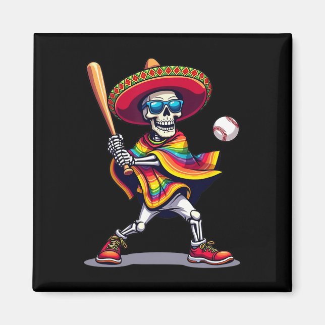 Mariachi Skeleton Baseball Cinco De Mayo Mexican S Magnet (Vorne)
