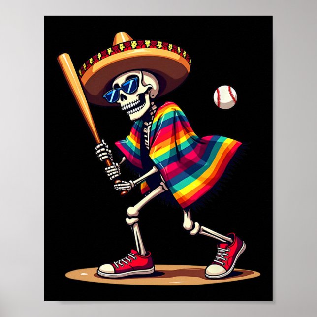 Mariachi Skeleton Baseball Cinco De Mayo Mexican S Poster (Vorne)