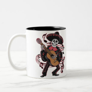 Mariachi Skeleton Groove 02 Zweifarbige Tasse