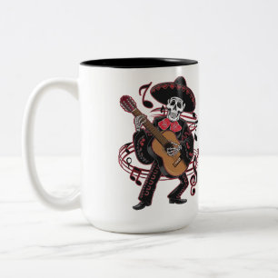 Mariachi Skeleton Groove 02 Zweifarbige Tasse