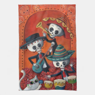 Mariachi-Trio Dia de Los Muertos Skeleton Geschirrtuch