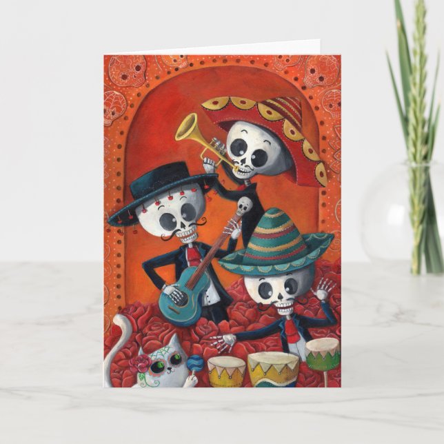 Mariachi-Trio Dia de Los Muertos Skeleton Karte (Vorderseite)