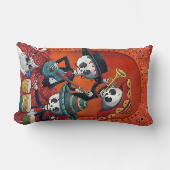 Mariachi-Trio Dia de Los Muertos Skeleton Lendenkissen (Vorderseite)