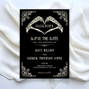 Mariage à arche gothique noir Save The Date