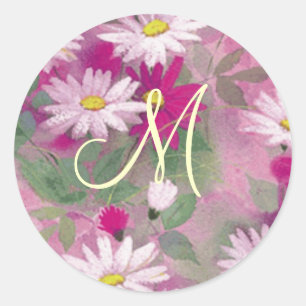 Mariage à fleurs Monogramme Stickers Modèle