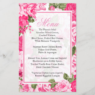 Mariage à fleurs rose classique - Menu