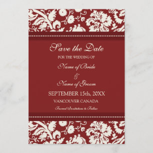Mariage à la crème rouge Enregistrer la carte Date