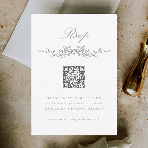 Mariage à la frontière florale classique gris RSVP