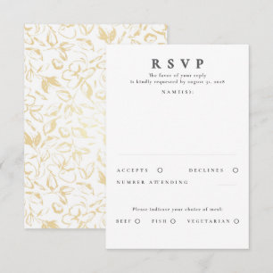 Mariage à la main de motifs floraux d'or RSVP