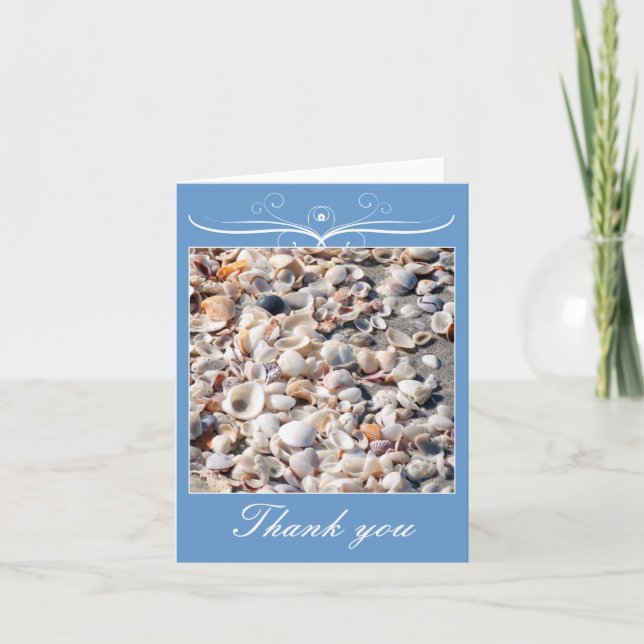 Mariage à la plage, remerciements avec carte coqui (Devant)