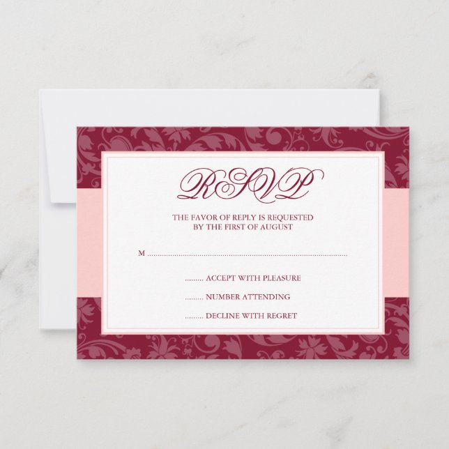 Mariage à la swirl Burgundy et rose vif RSVP (Devant)