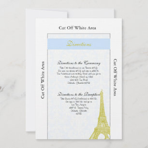 Mariage à Paris Carte d'itinéraire Blue Damask