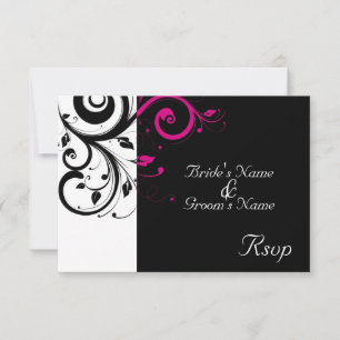 Mariage à percussion magenta noir/blanc petit RSVP