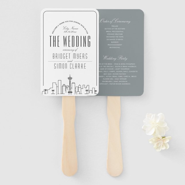Mariage à Seattle | Programme de mariage éventail (Devant et derrière)