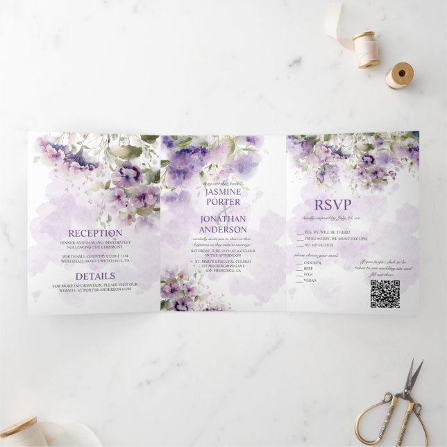 Mariage à trois volets de pois doux à la lavande (Intérieur)