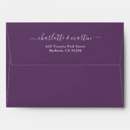 Mariage Adresse de Retour Écriture Élégante Violet