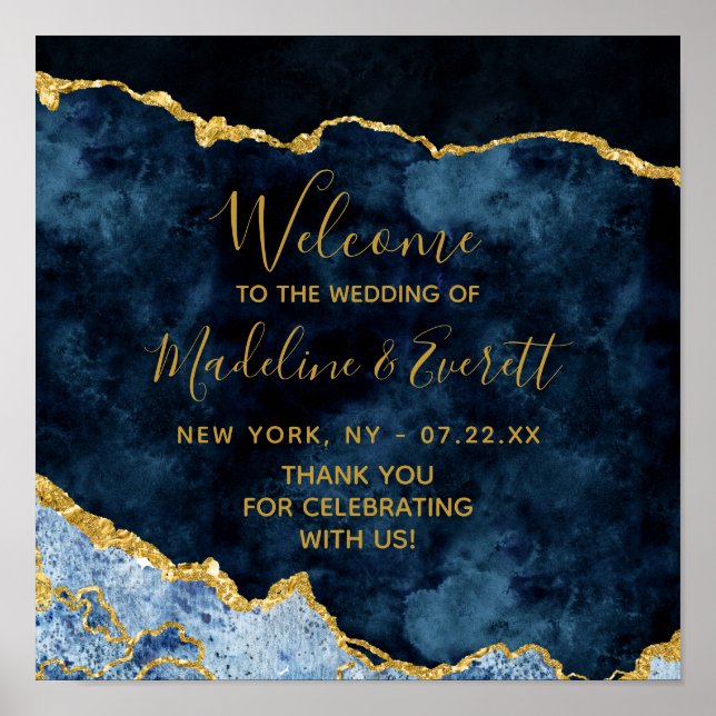 Mariage Affiche de bienvenue de la Marine Blue Gol (Devant)