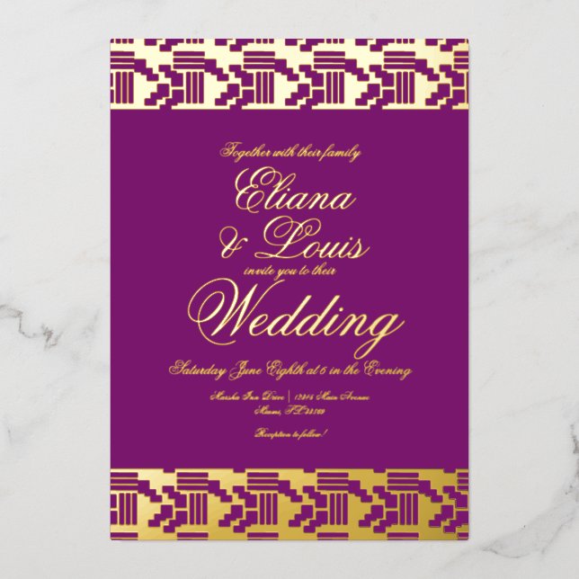 Mariage Africain Marquage Pressing Foil Invitation (Recto)