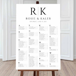 Mariage Alphabétique Tableau de sièges Gros initia