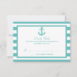 Mariage Ancre en bande turquoise marine RSVP