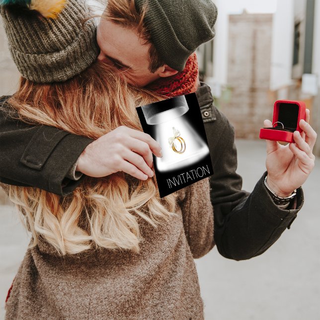 Mariage Anneaux d'or Vip moderne Invitation (Wedding Party Golden Rings Modern Vip Invitation)