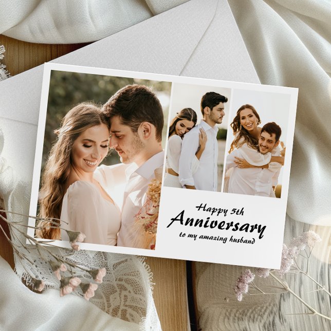 Mariage Anniversaire Carte photo moderne (Capture cherished memories and express heartfelt love in one beautifully crafted card.)