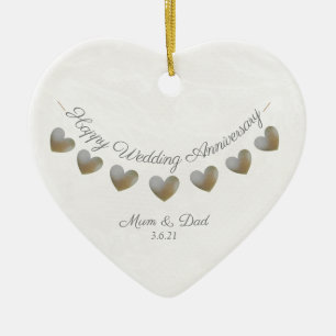Mariage Anniversaire coeur maman et papa ornement
