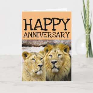 MARIAGE ANNIVERSAIRE LION COUPLE GRANDE CARTE POUR