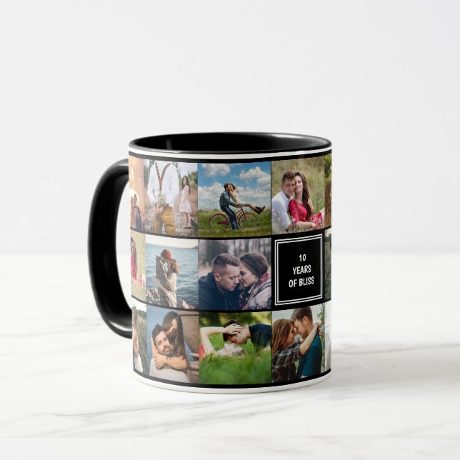 Mariage Anniversaire Photo Collage Cusom Mug (Devant gauche)
