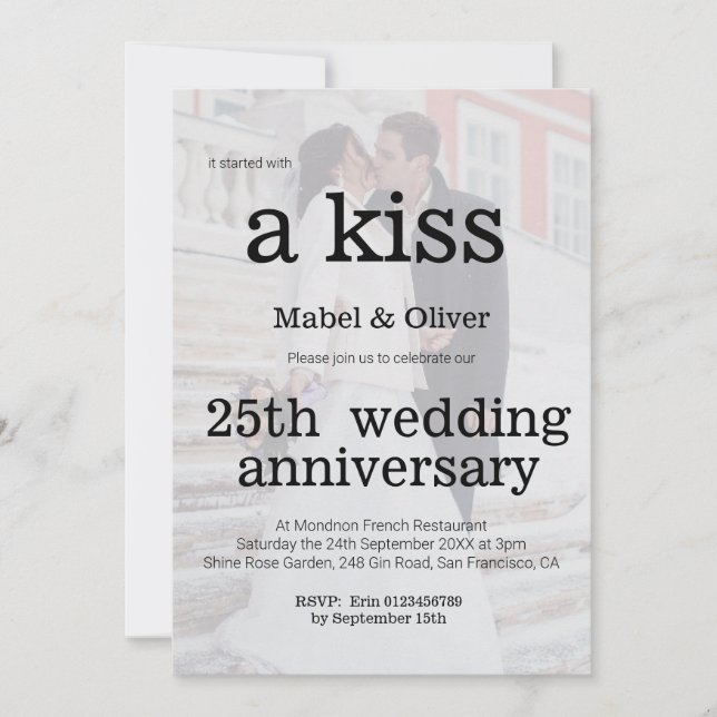Mariage Anniversaire Photo Moderne Chic Invitation (Devant)