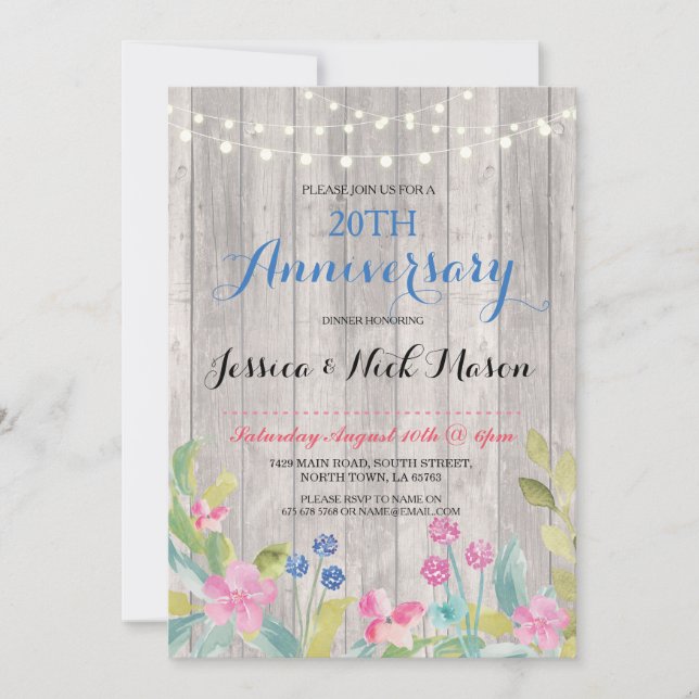 Mariage Anniversaire Rustic Party Invitation (Devant)