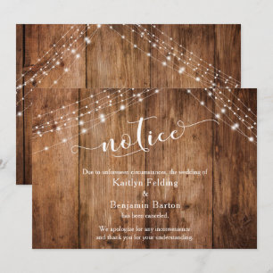 Mariage Annulé de la carte Rustic Wood & Lights No