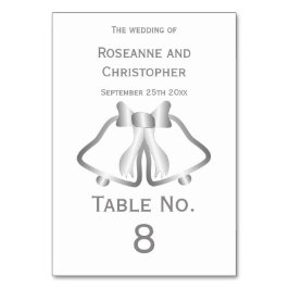 Mariage Argent Numéro de carte Cloches et ruban
