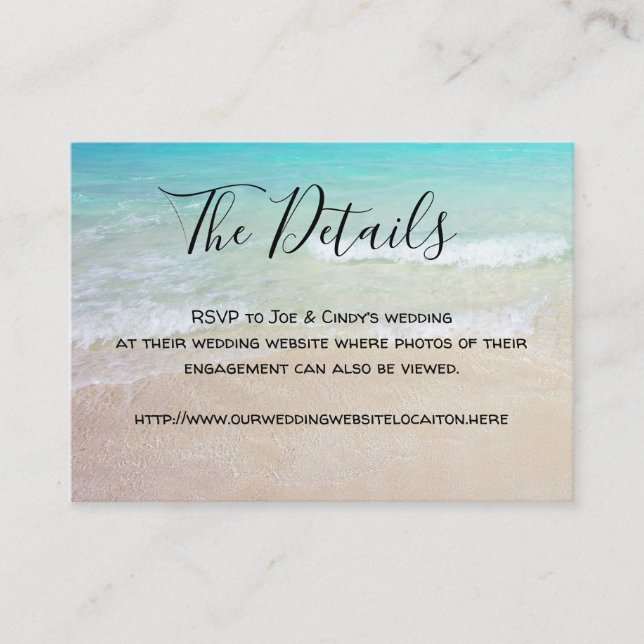 Mariage Arrière - plan de plage Détails Carte de b (Devant)