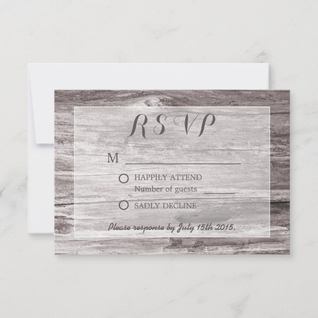 Mariage Arrière - plan Rustique Driftwood RSVP (Devant)