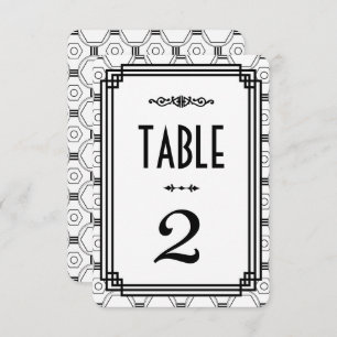 Mariage Art déco blanc et noir Numéros de table