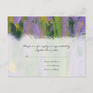 Mariage artistique violet et vert RSVP
