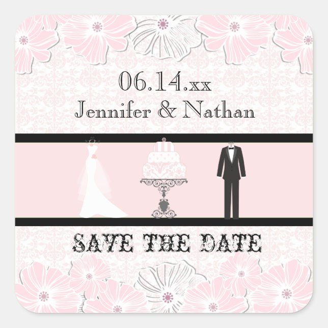 Mariage Attire Enregistrer les stickers Date (Devant)