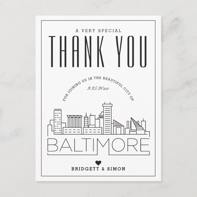 Mariage Baltimore | Merci de venir ! Carte postale (Devant)