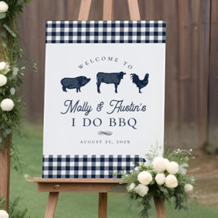 Mariage BBQ bleu ou Affiche de bienvenue de douche